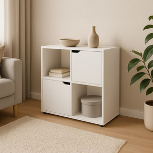 Mobile libreria con 4 cubi con 2 ante bianca - Ubli