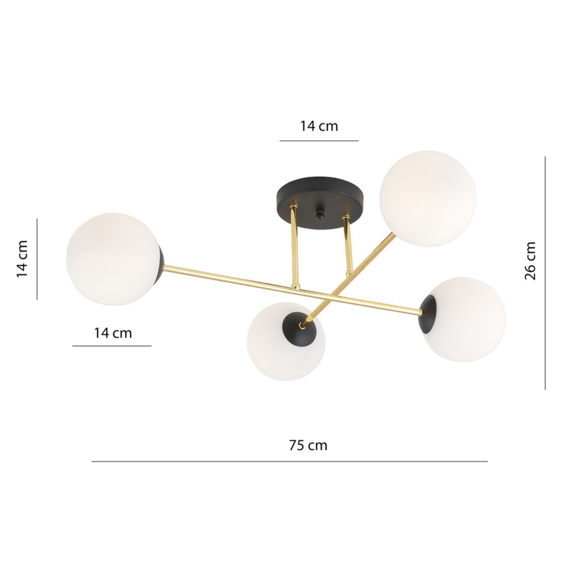 Lampada a sospensione Magnum con struttura in metallo nero e oro