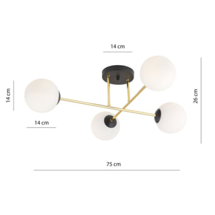 Lampada a sospensione Magnum con struttura in metallo nero e oro