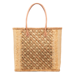 Villafrati borsa a spalla donna. Realizzato in rafia e paglia, con manici in pelle.