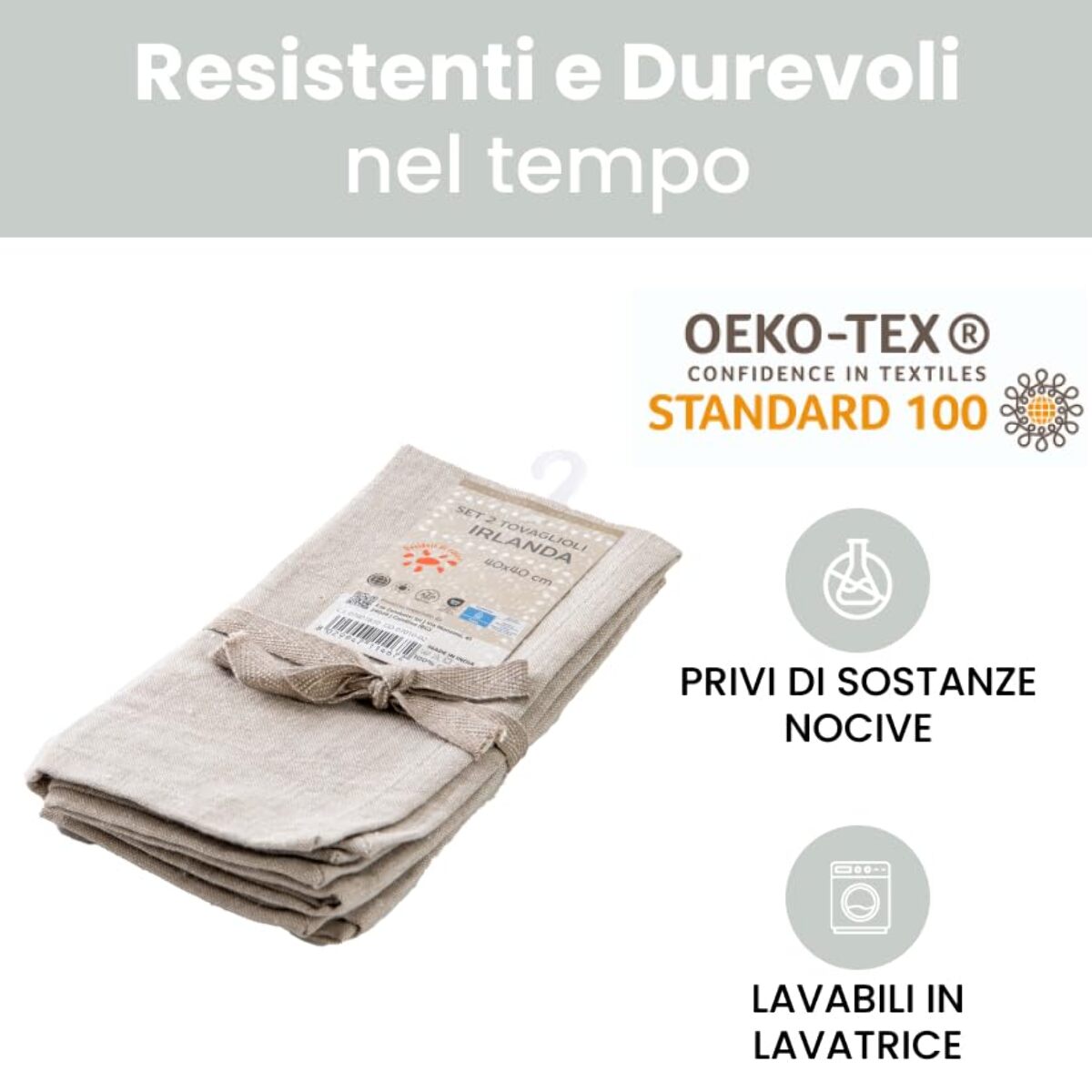 Intrecci – Set 6 tovaglioli in puro cotone 40x40 cm