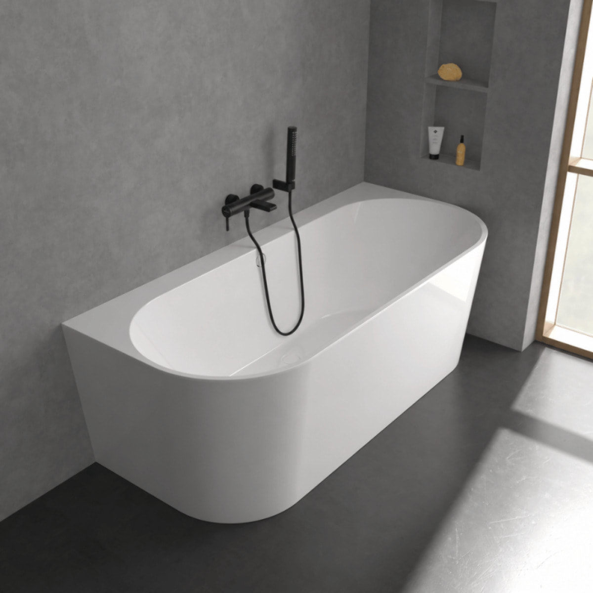 Ensemble bain douche mécanique VILLEROY & BOCH Dawn noir mat avec douchette Stick 1 jet + flexible 160 + support