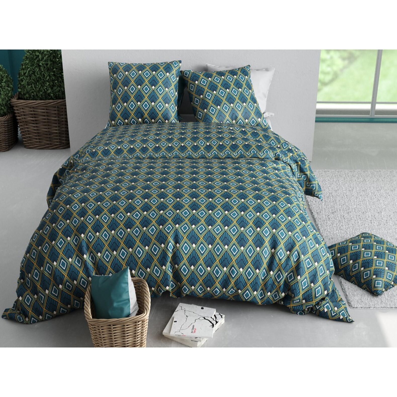 Parure housse de couette coton multicolore