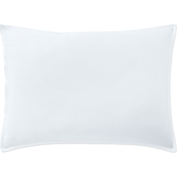 Paire de Taies D'oreiller Avec Volant 100% Percale De Coton Lavé Blanc Nuage