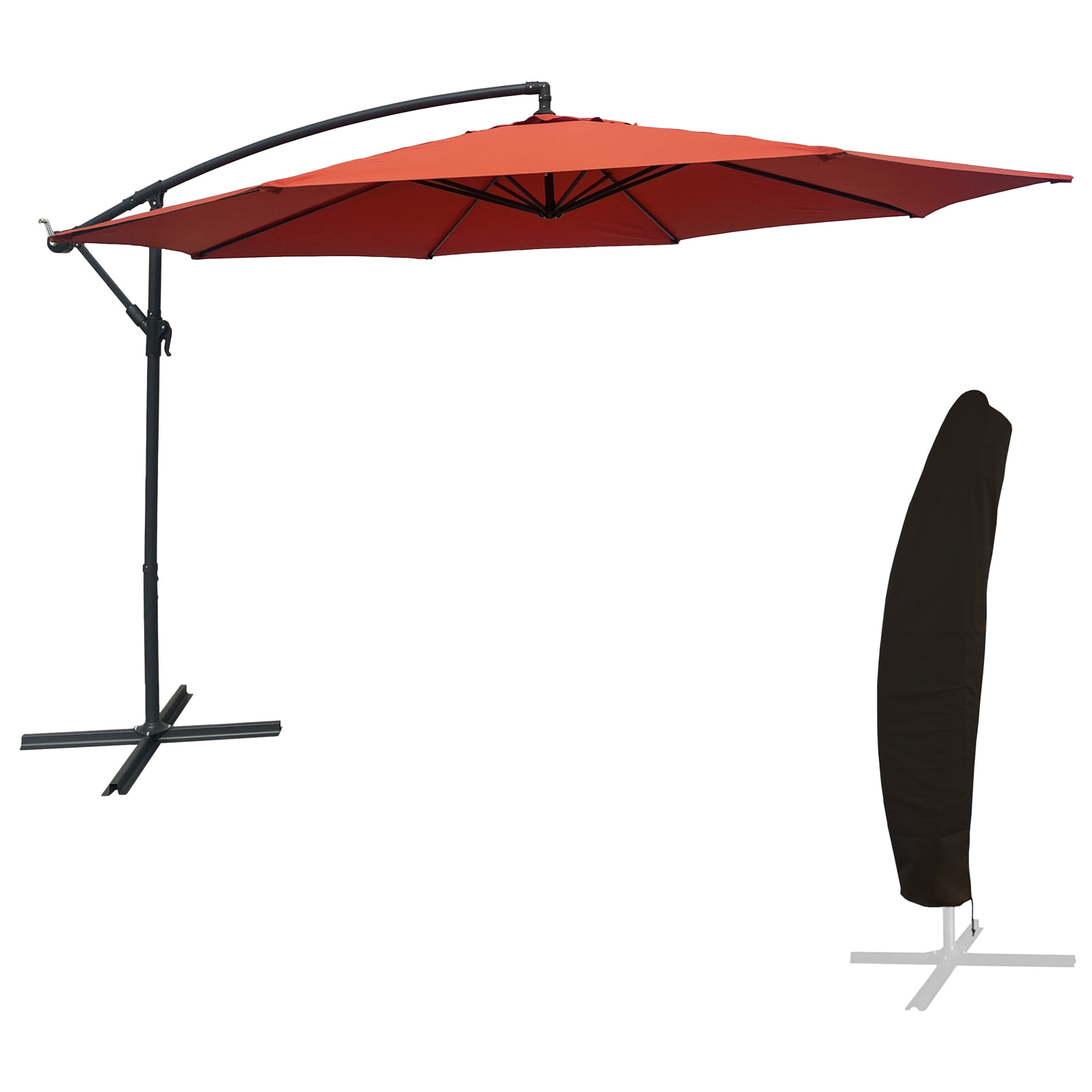 Parasol déporté OAHU rond + housse -