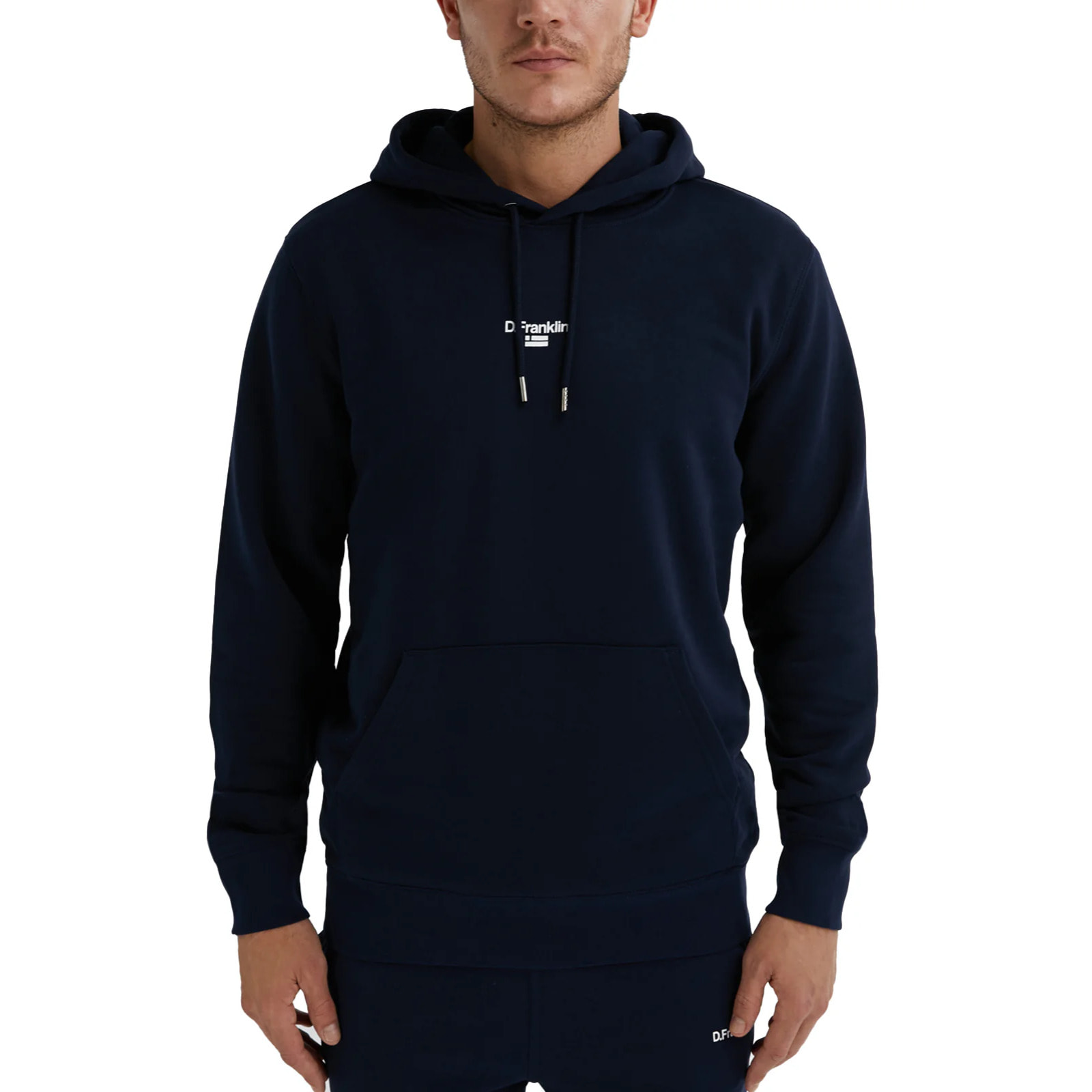 Sudadera Unisex Color Azul Oscuro y Logo Blanco D.Franklin