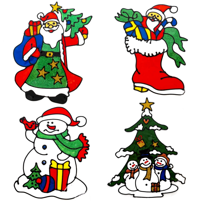 DAM  Confezione da 4 adesivi per finestre in gel, 30x25 cm. Disegni assortiti. 30x0,5x25 centimetri. Colore: multicolore