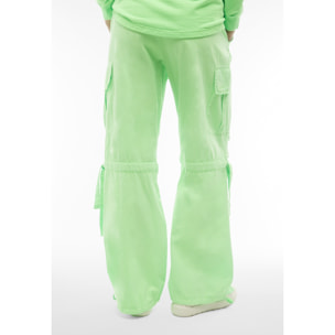 Pantaloni cargo in popeline con doppia coulisse