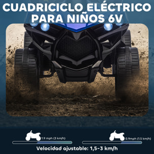 Quad Eléctrico para Niños 6 V, Quad para Niños de 37 a 72 Meses, Velocidad hasta 3â€¯km/h, con Faros y Música, Azul