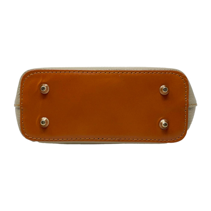 Chicca Borse - Borsa a Mano Donna in Vera Pelle - Colore Fango