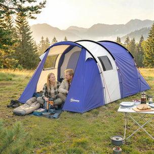 Tente de camping 4 pers. chambre + séjour imperméable 3000mm - 4,20x3x2m - bleu