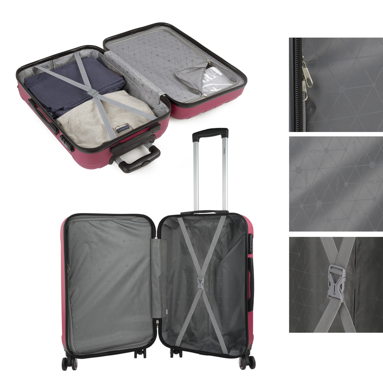 Trolley Mediano 60 Cms  Y Neceser Itaca Diamond Fresa