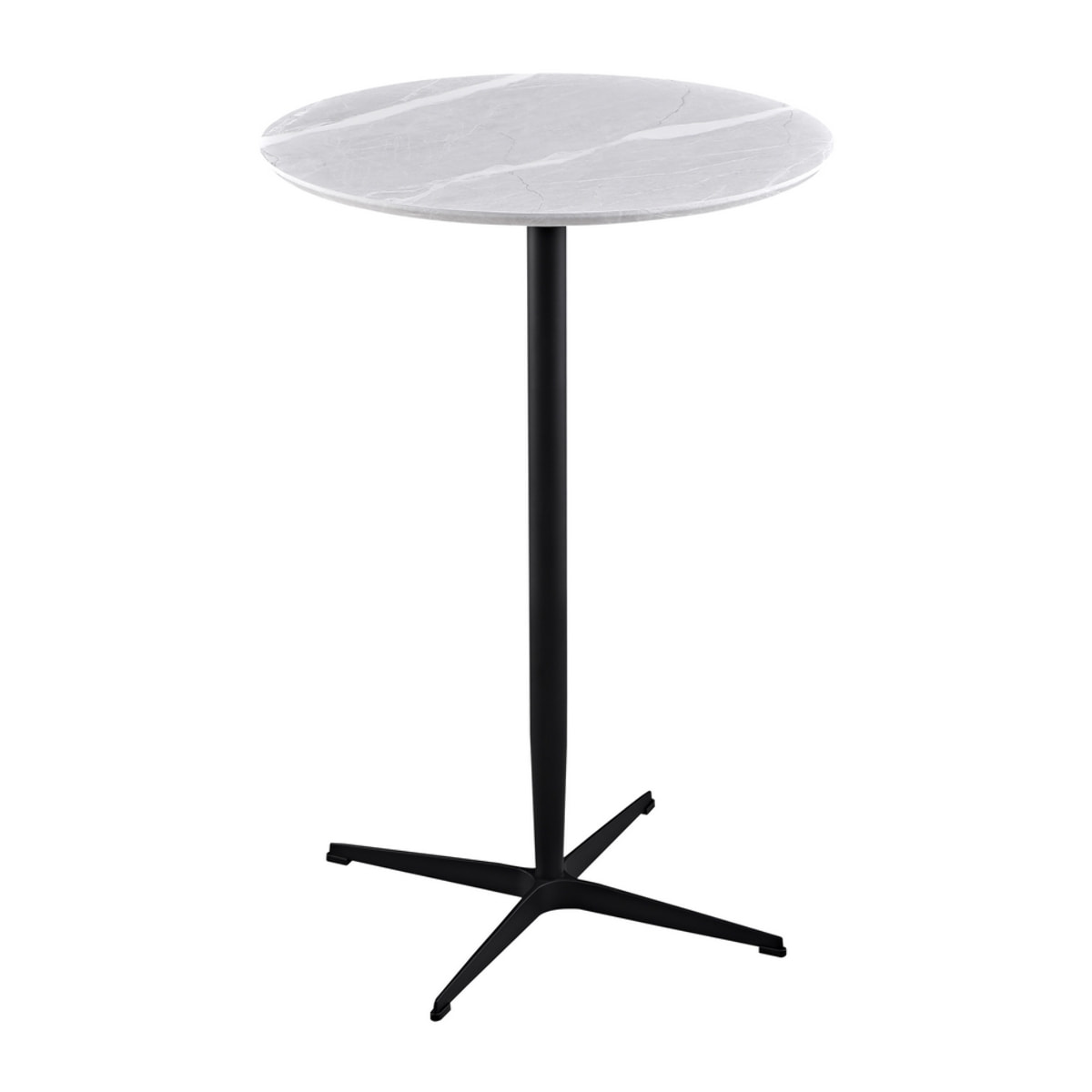 Tavolo alto da bar tondo con top in marmo grigio chiaro 70x70x104 cm - Rowan