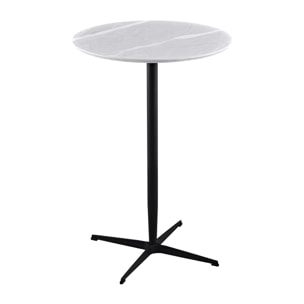 Tavolo alto da bar tondo con top in marmo grigio chiaro 70x70x104 cm - Rowan