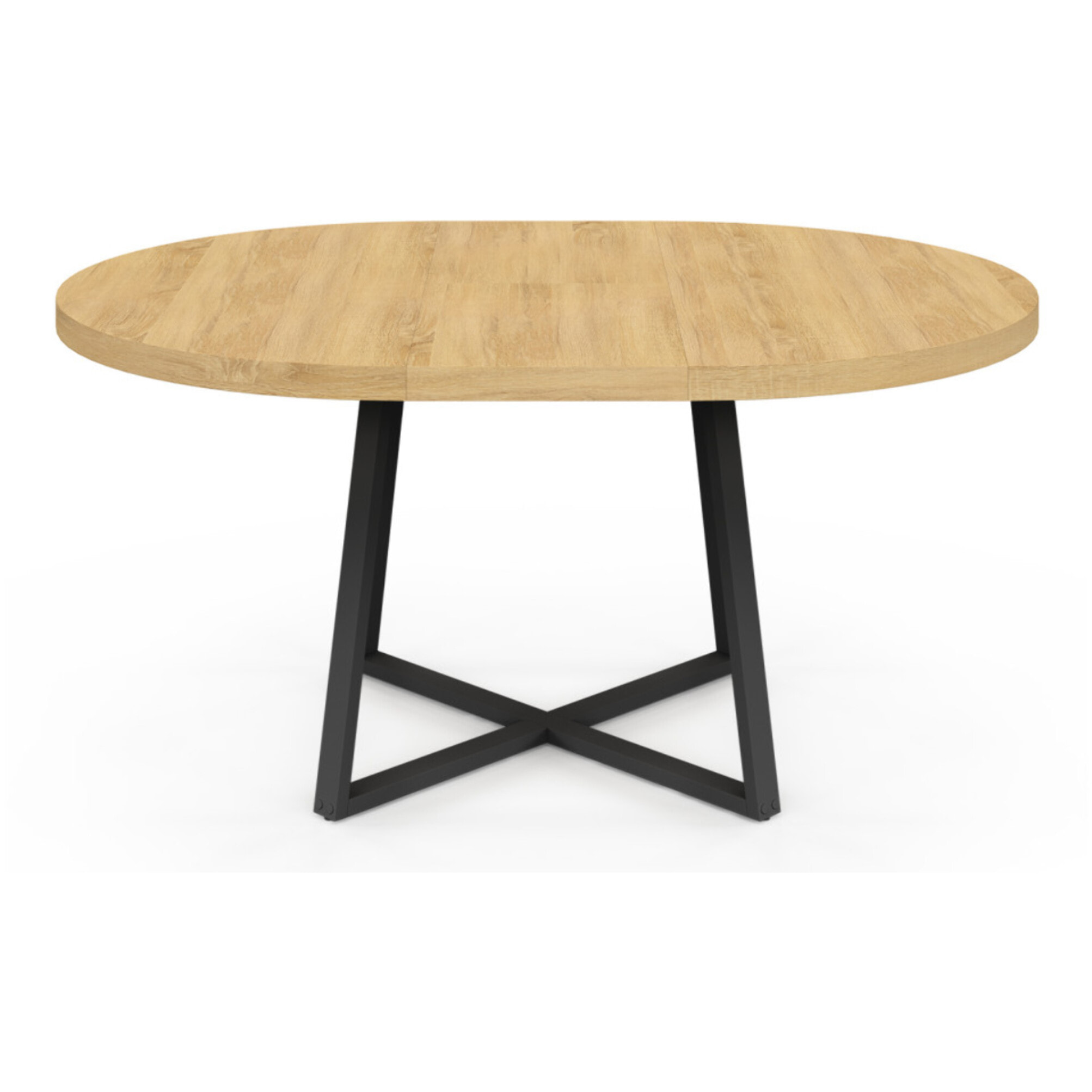 Table à manger ronde extensible Sana Ø110-150cm bois et noir