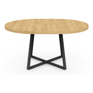 Table à manger ronde extensible Sana Ø110-150cm bois et noir