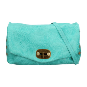 Borsa a tracolla da donna Made in Italy - Modello Floralia Lux - Pelle scamosciata - 25.0 x 15.0 x 11.0 cm