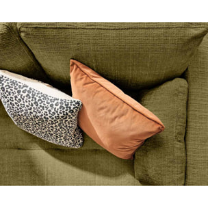 Anna - canapé droit 3 places convertible avec poche en velours texturé - Vert Olive