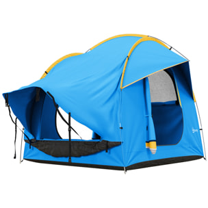 Tente arrière hayon véhicule 4 personnes - auvent pour voiture 3 portes et fenêtre en maille - bleu