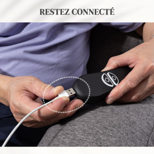 Fauteuil releveur électrique massant chauffant inclinable port USB tissu toucher lin gris