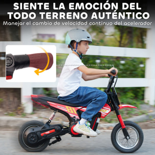 Moto Eléctrica para Niños 24V, Moto Eléctrica Infantil con Motor 250W, Velocidad de 6-16km/h, Ruedas de 12'' y Suspensión Trasera, para Niños de 8-12 Años, Rojo