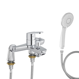 Mitigeur baignoire Aimé + pommeau de douche Juliette + flexible de douche métal + colonnettes Idro'Flex