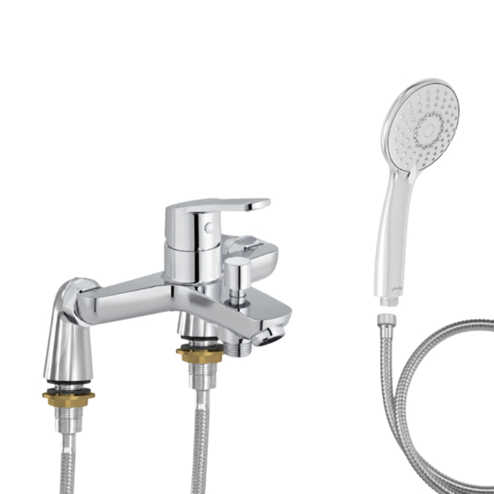 Mitigeur baignoire Aimé + pommeau de douche Juliette + flexible de douche métal + colonnettes Idro'Flex