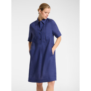 Elena Mirò - Vestido de lino con botones. - Azul