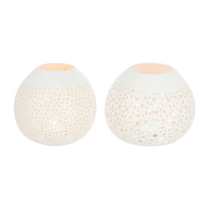 J-Line photophore Noix De Coco - rotin - blanc - 2 pièces