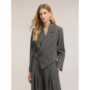 Motivi - Blazer cropped fantasia check - Grigio