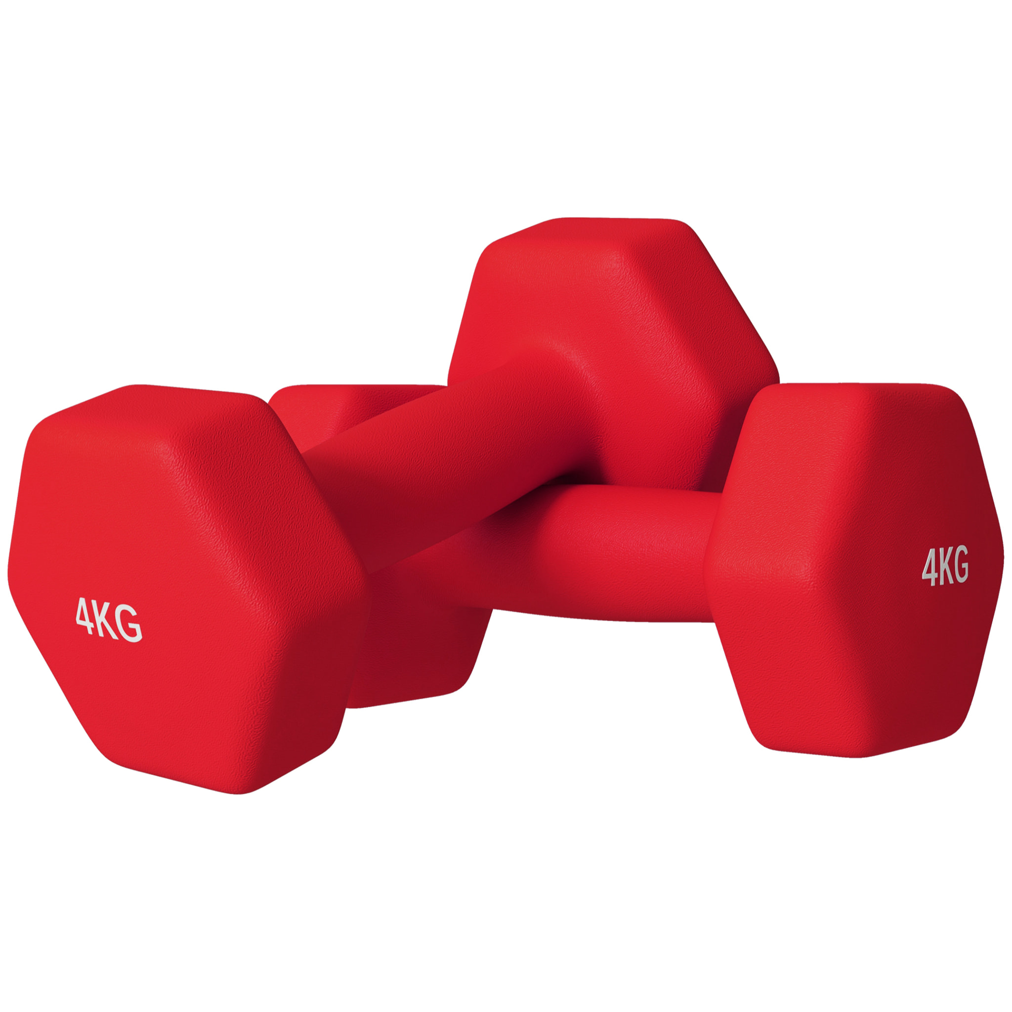 Lot de 2 haltères hexagonales 2 x 4 Kg - poignée antidérapante - métal PVC rouge