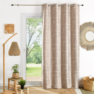 Rideau à oeillets tamisant jacquard - Lin