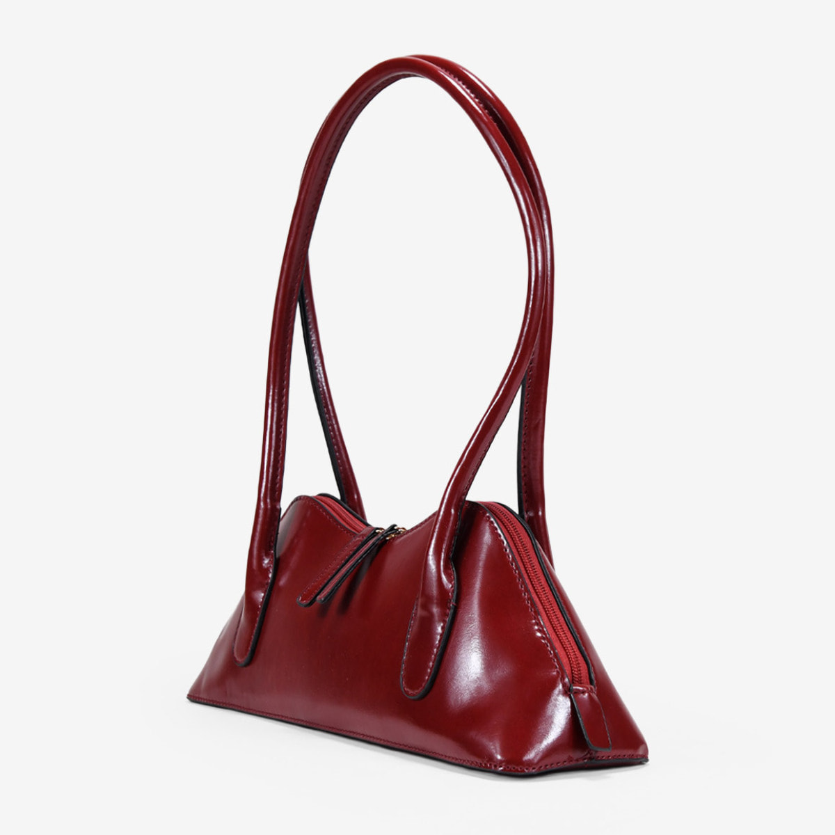 Bolso de hombro rojo con cremallera