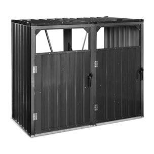 Cache poubelles double en métal gris anthracite