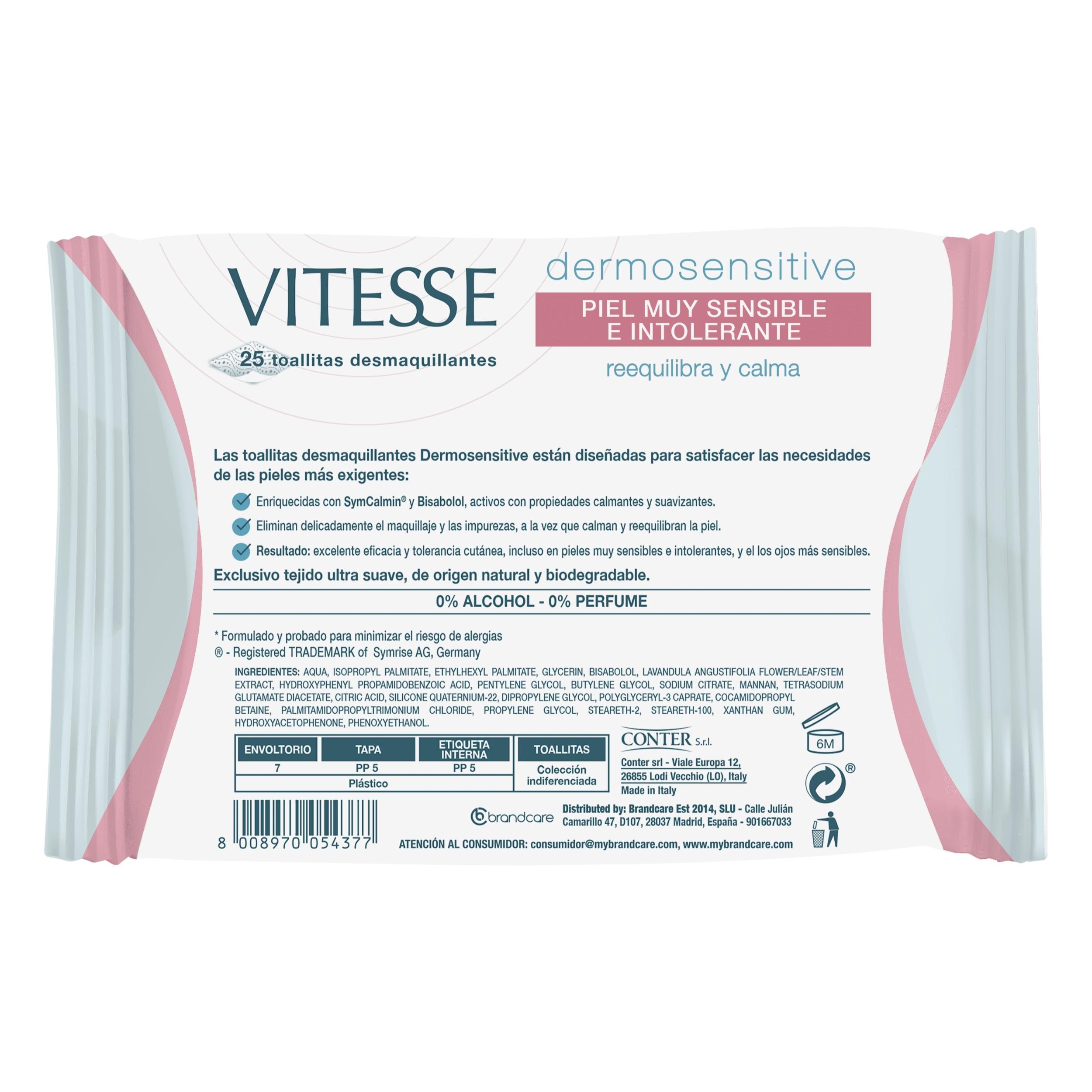 PACK 6X TOALLITAS DESMAQUILLANTES DERMOSENSITIVE VITESSE