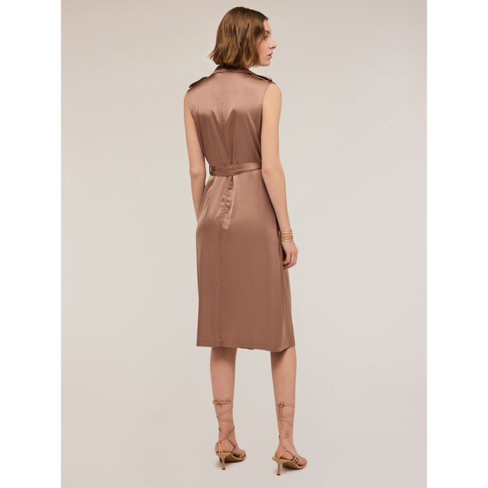 Motivi - Traje cruzado de raso brillante - Marrón