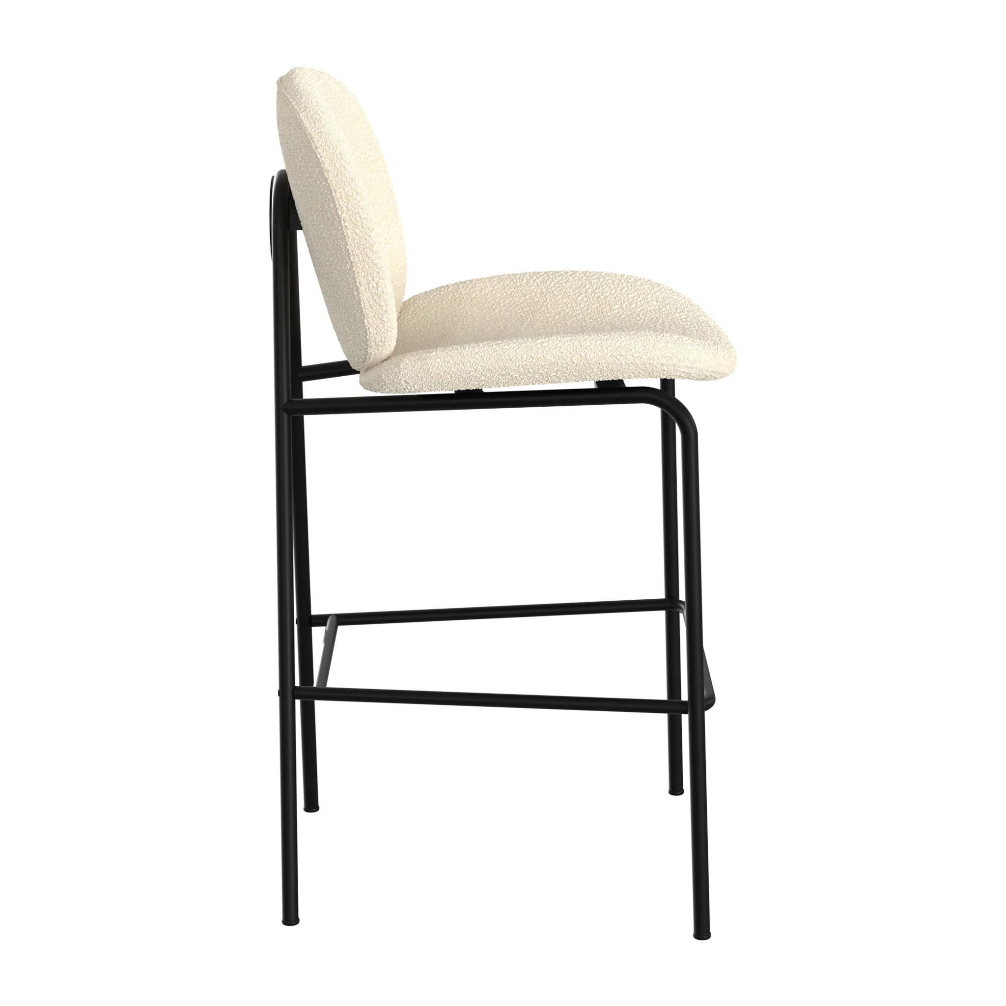 Lot de 2 chaises pour îlot central en tissu bouclé beige 63,5 cm - Iris