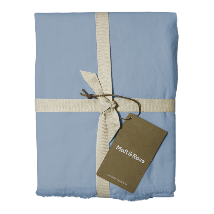 Set de 2 taies d'oreiller unies à franges, COTON LAVÉ