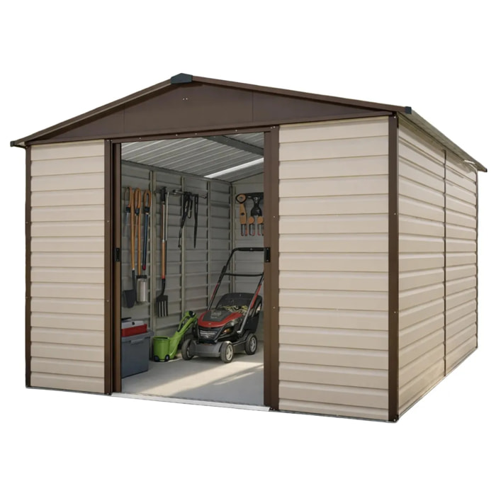 Abri de jardin métal Yardmaster 10,46 m² + kit d'ancrage