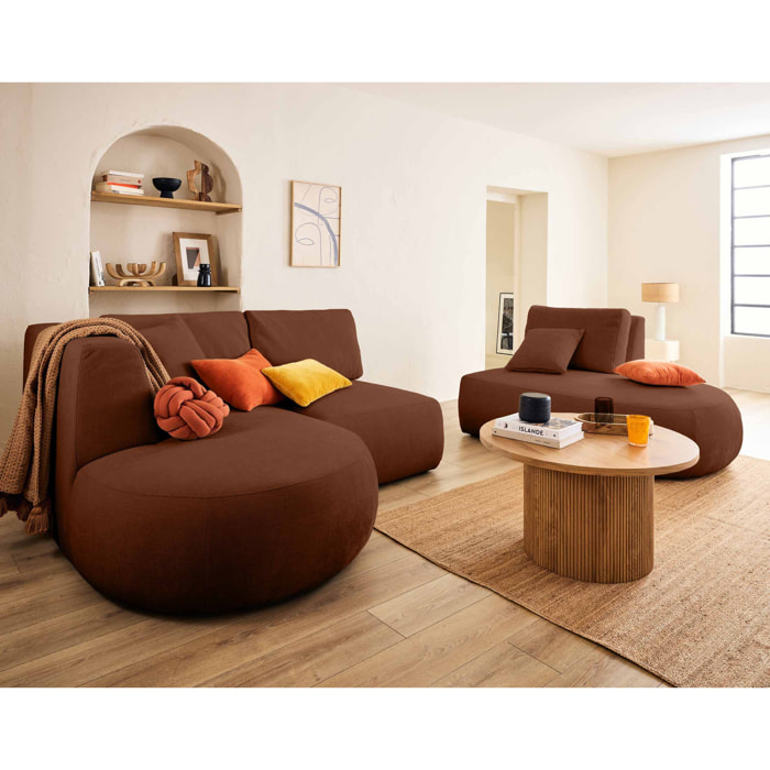 Santorini - module d'assise sans accoudoirs - en tissu texturé - Terracotta