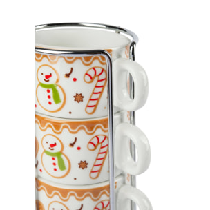 Confezione 4 tazze da caffè con supporto Excelsa – Wonderful Ginger, Porcellana Multicolore