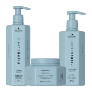 SCHWARZKOPF Kit Fibre Clinix Hydrate Shampoo 300ml + Mask 250ml + Conditioner 250ml