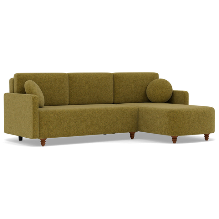 Calypso - canapé d'angle réversible 4 places convertible avec coffre en tissu - Vert Olive