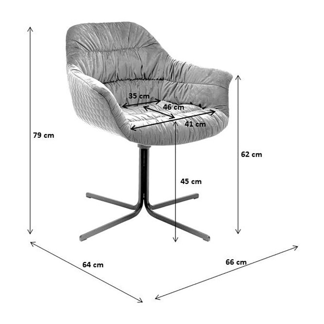 Chaise avec accoudoirs pivotante Colmar velours vert Kare Design