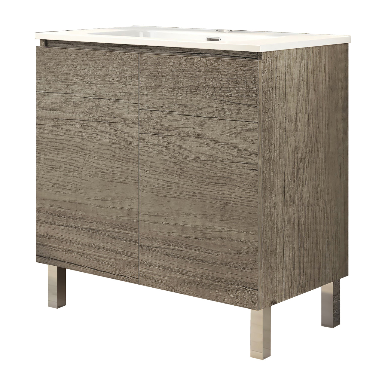 Conjunto de Baño Lust | 80 cm Nebraska | Dos Puertas | Lavabo Encastrado | No incluye Espejo | Mueble Montado | Alday