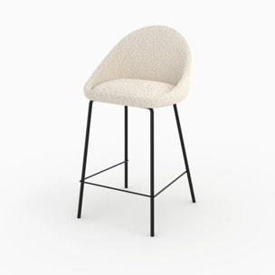 Chaise pour îlot central effet laine bouclette blanche 65 cm - Misty