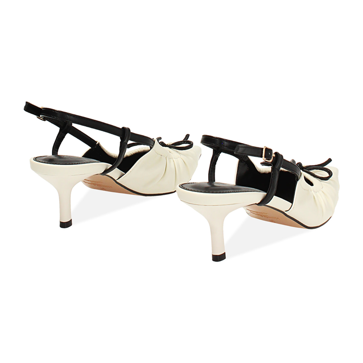 Décolleté slingback donna panna con fiocchetto