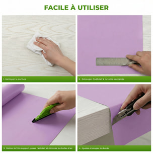 Rouleau adhésif décoratif Vinyle au Mètre - Lilas - Sticker Lavable Imperméable Mur Cuisine Meubles
