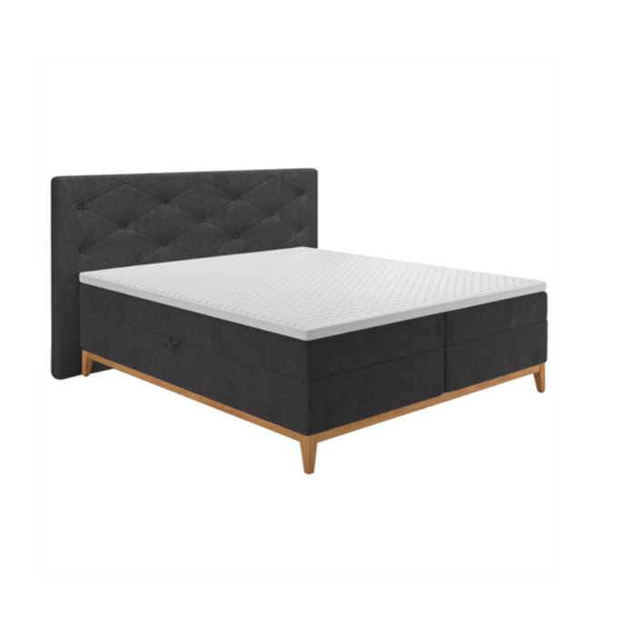Lit boxspring complet avec 2 coffres 160x200cm - LAUSANNE