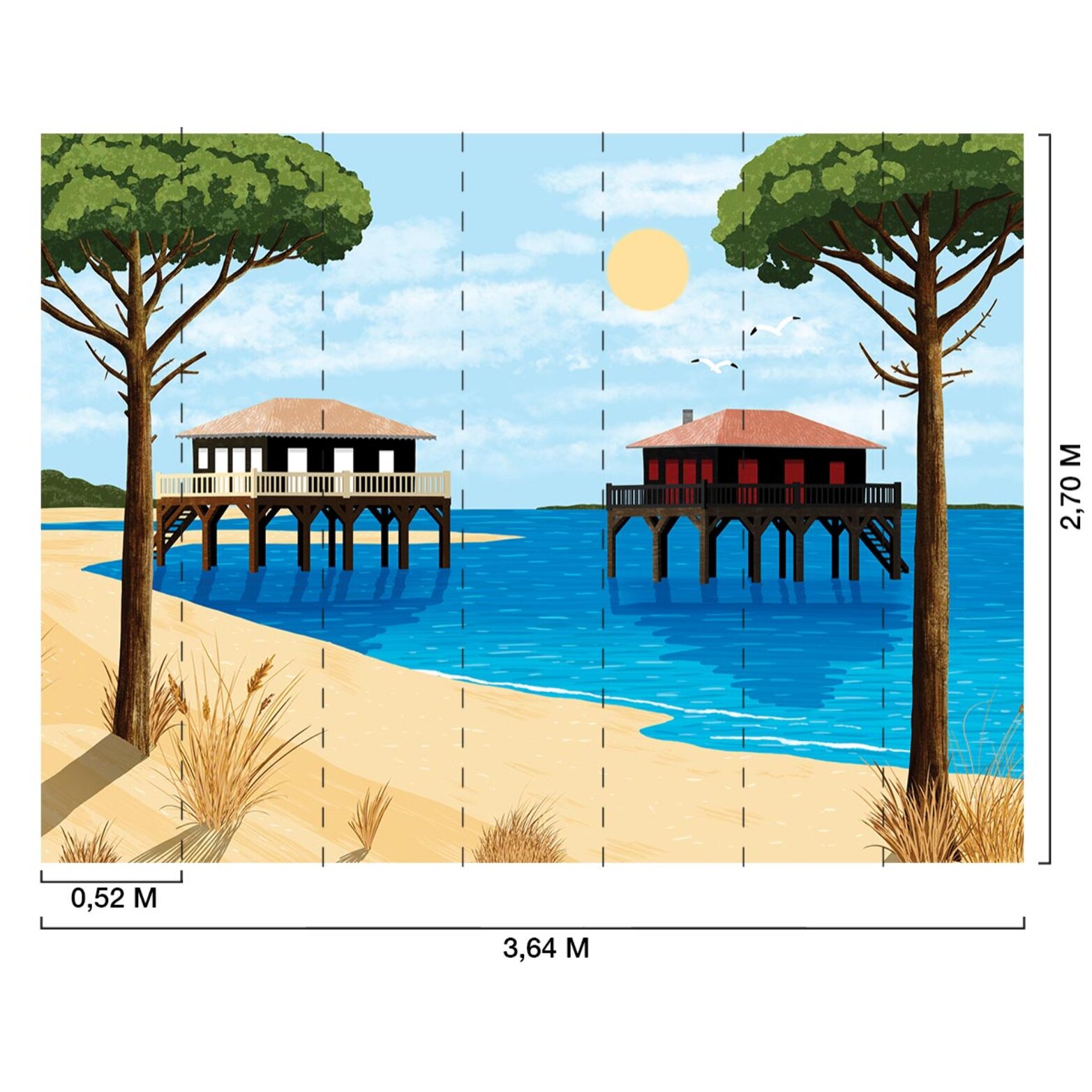 Papier peint panoramique Les cabanes d' Arcachon  Intissé